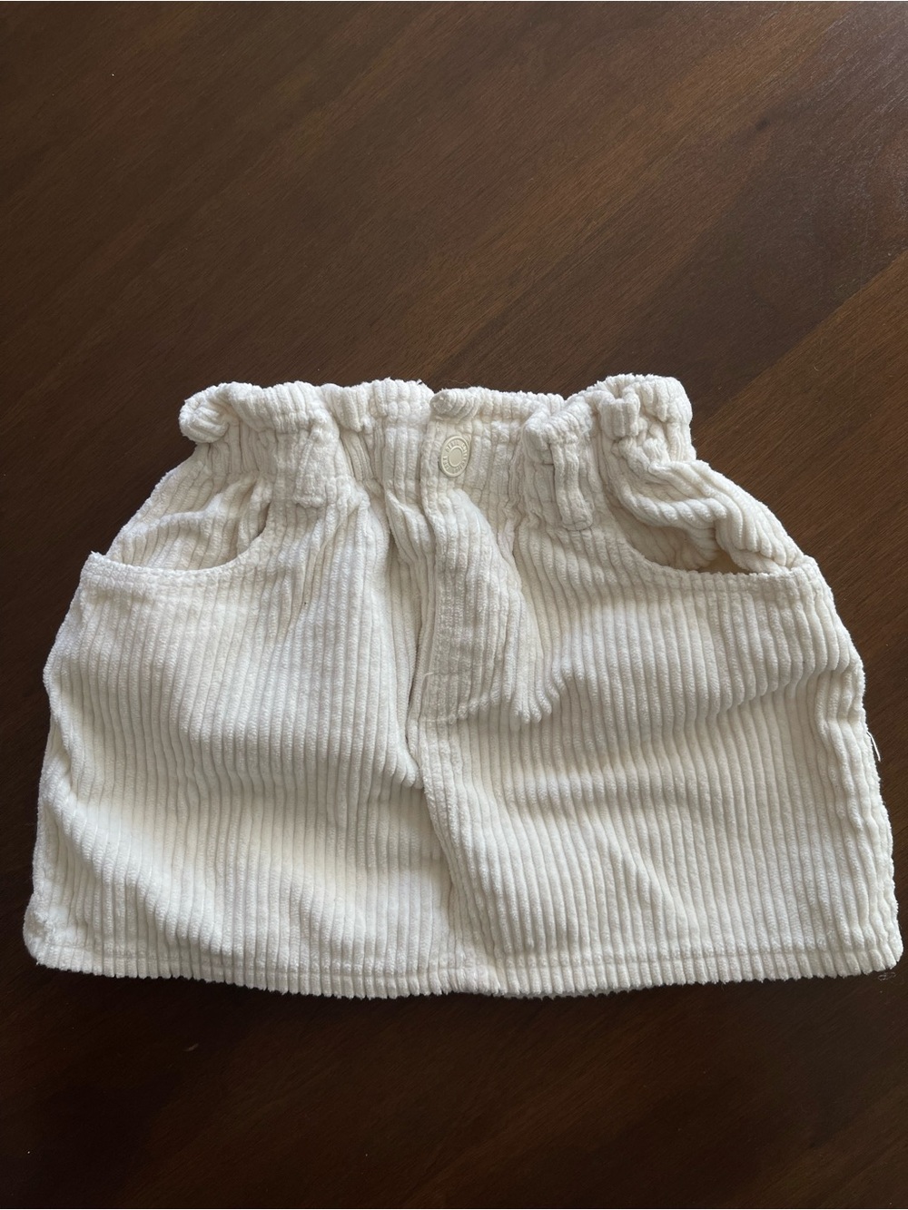 Zara Cream Corduroy Girls' Elastic Waist Skirt